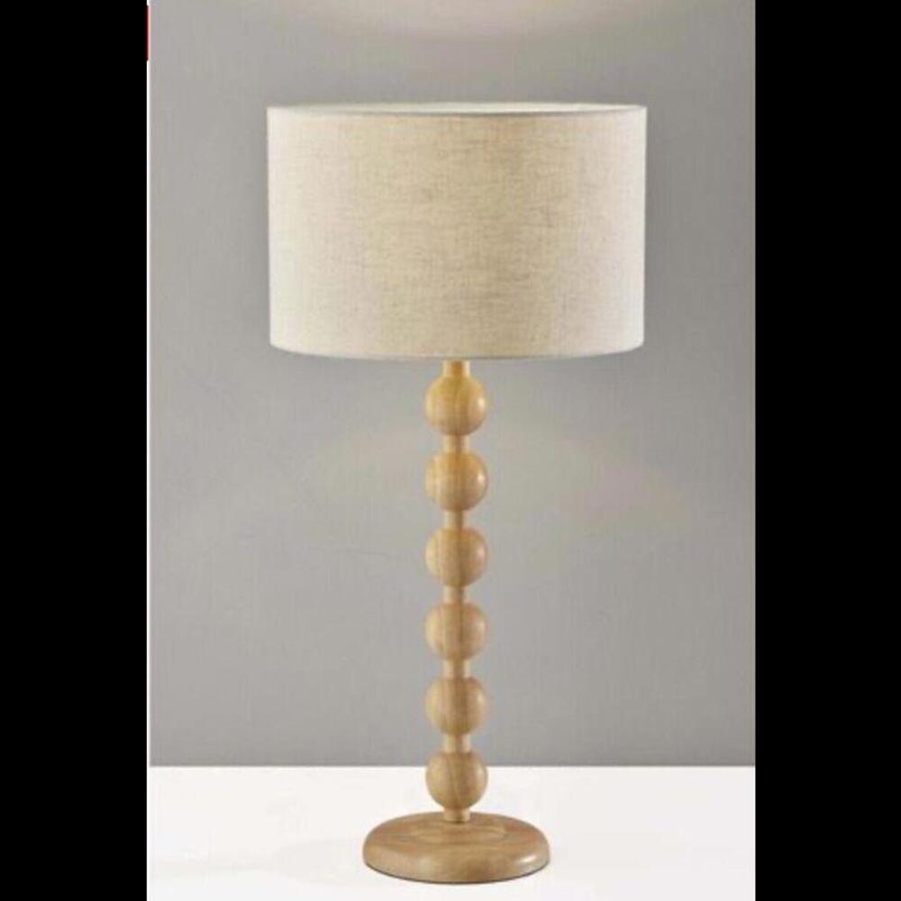 Adesso Orchard Table Lamp - Natural Wood & Cream Shade
